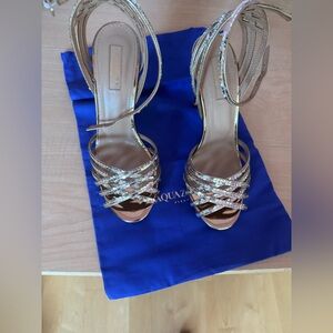 Aquazzura Metallic Strappy gold sequin Heels